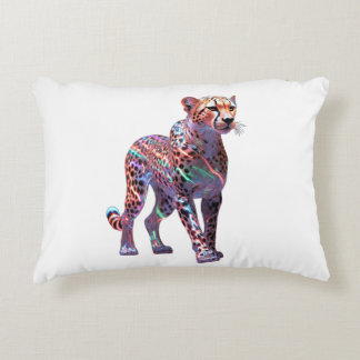Neon Glass Cheetah Art – Colorful Energy Speed Ani Decorative Cushion