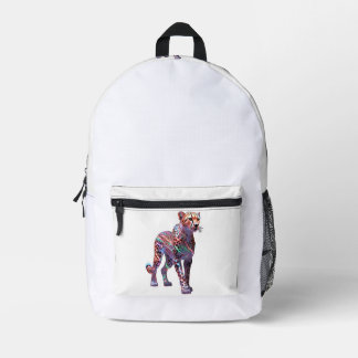 Neon Glass Cheetah Art – Colourful Energy Speed An Printed Backpack