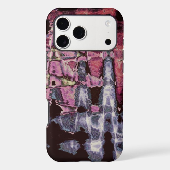 Neon Glitch Abstract Art Poster Print (Back)