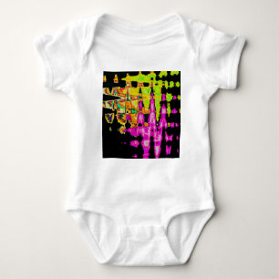 Neon Glitch Abstract Art Poster Print Baby Bodysuit
