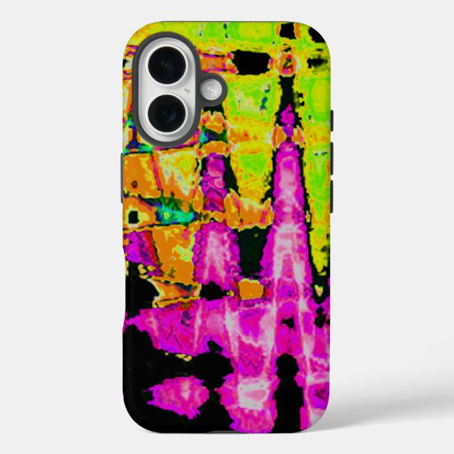 Neon Glitch Abstract Art Poster Print Case-Mate iPhone Case (Back)