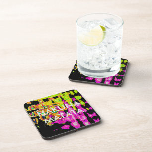 Neon Glitch Abstract Art Poster Print Coaster