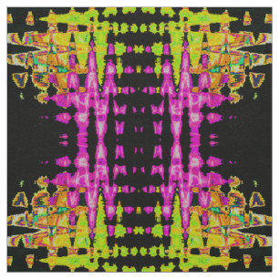 Neon Glitch Abstract Art Poster Print Fabric
