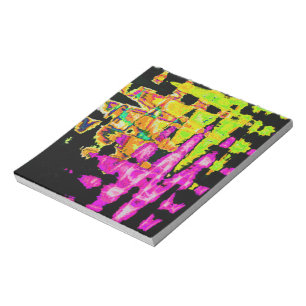 Neon Glitch Abstract Art Poster Print Notepad
