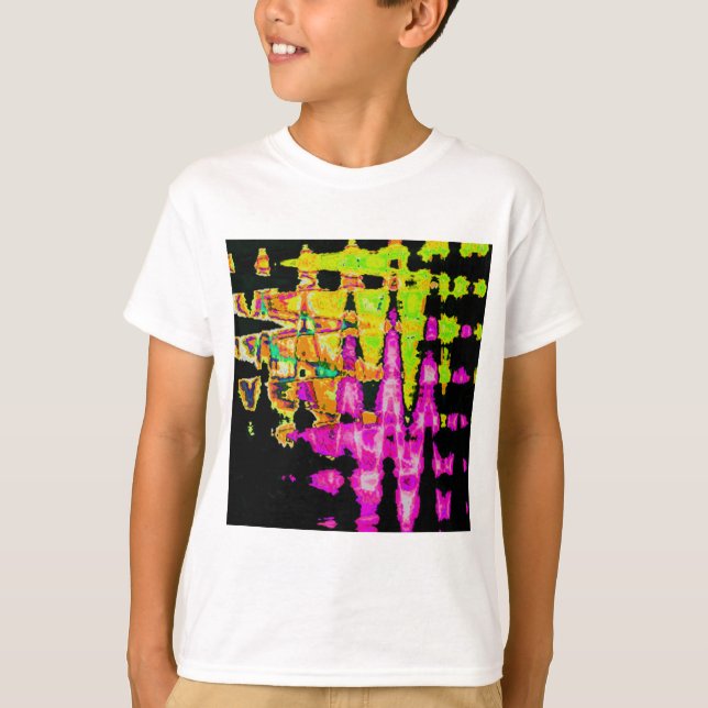 Neon Glitch Abstract Art Poster Print T-Shirt (Front)