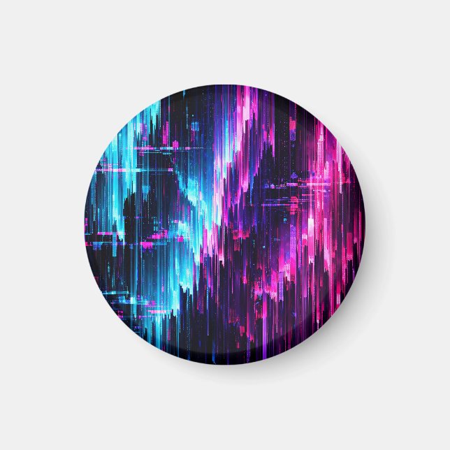 Neon Glitch Data Stream Abstract Magnet (Front)