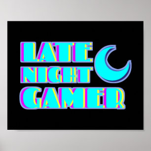 Neon Glitch Gamer Poster Synthwave Art