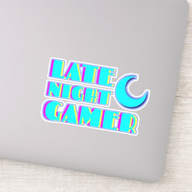 Neon Glitch Gamer Sticker | Synthwave PC (Detail)