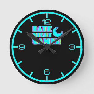 Neon Glitch Gamer Wall Clock Synthwave