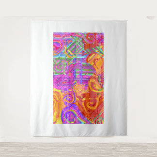 Neon Glitch Plaid | Abstract Wall Tapestry
