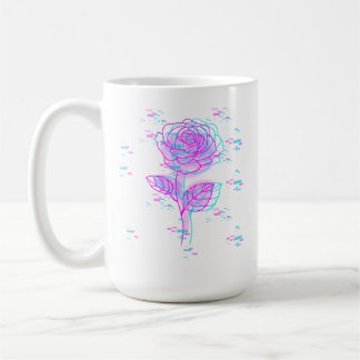 Neon Glitch Rose Design Coffee Mug