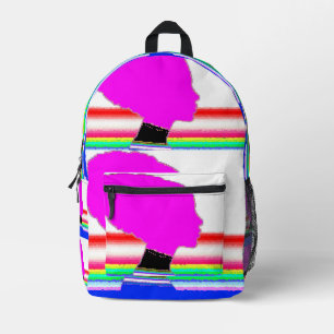 Neon Glitch – Striped Art Backpack