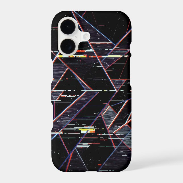 Neon Glitchcore Geometric Shapes on Black (Back)