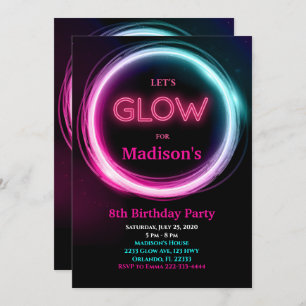 Neon Glow Birthday Invitation