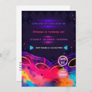 Neon Glow Birthday Party Invitation