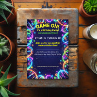 Neon Glow Brthday Party Invitation