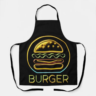 Neon Glow Burger Sign Apron