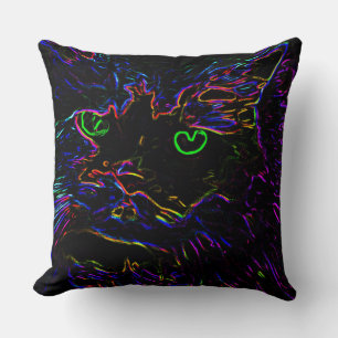 Neon Glow Cat Cushion