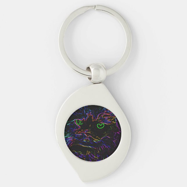 Neon Glow Cat Key Ring (Front)