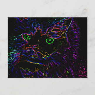 Neon Glow Cat Postcard