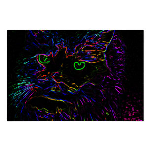 Neon Glow Cat Poster