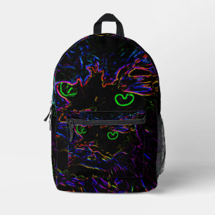 Neon Glow Cat Printed Backpack