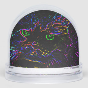 Neon Glow Cat Snowglobe