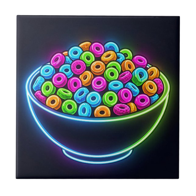 Neon Glow Cereal Bowl Ceramic Tile (Front)