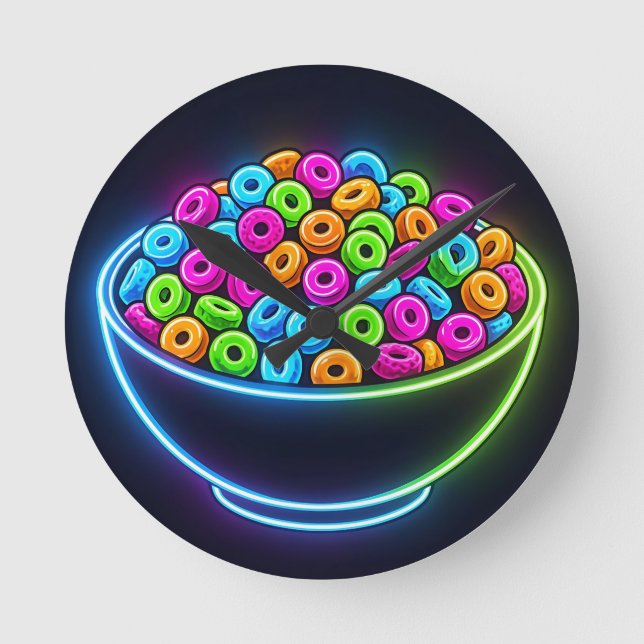 Neon Glow Cereal Bowl Round Clock (Front)