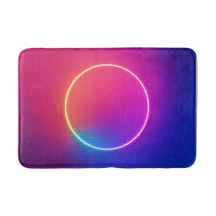 Neon Glow Circle Abstract Art Bath Mat