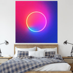 Neon Glow Circle Abstract Art Canvas Print
