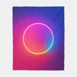 Neon Glow Circle Abstract Art Fleece Blanket