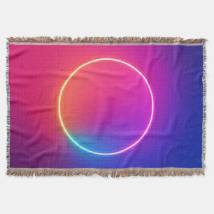 Neon Glow Circle Abstract Art Throw Blanket