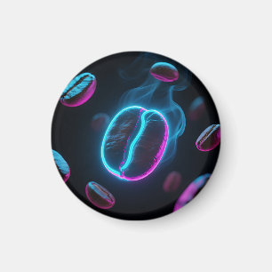 Neon Glow Coffee Bean Energy Magnet