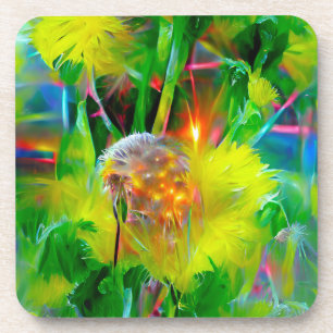 Neon Glow Dandelions in Dream Garden Coaster