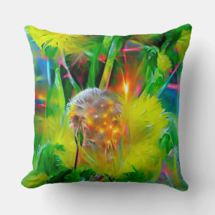 Neon Glow Dandelions in Dream Garden Cushion