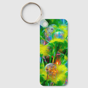 Neon Glow Dandelions in Dream Garden Key Ring