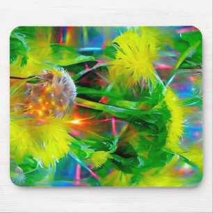 Neon Glow Dandelions in Dream Garden Mouse Pad