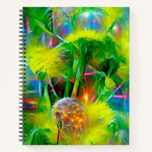 Neon Glow Dandelions in Dream Garden Notebook