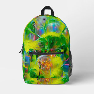 Neon Glow Dandelions in Dream Garden Printed Backpack
