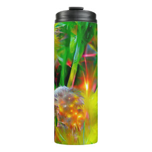 Neon Glow Dandelions in Dream Garden Thermal Tumbler