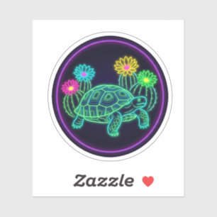 Neon Glow Desert Tortoise Cactus Sticker