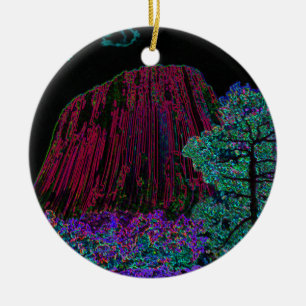 Neon Glow Devils Tower Ceramic Tree Decoration
