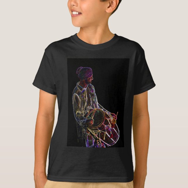 Neon Glow Dhol Drummer kids t-shirt (Front)