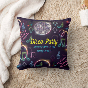 Neon Glow Disco Dance Birthday Party Cushion