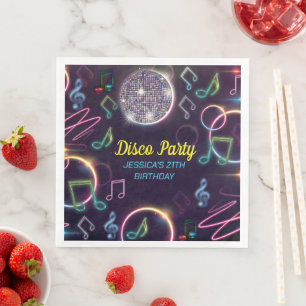 Neon Glow Disco Dance Birthday Party Napkin