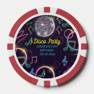 Neon Glow Disco Dance Birthday Party Poker Chips