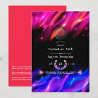 Neon Glow Flames Virtual Graduation Party