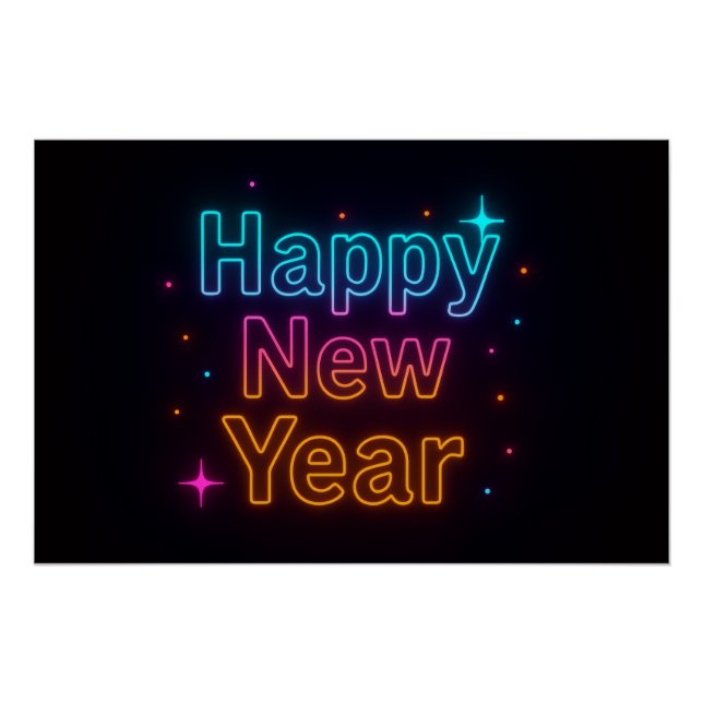 Neon Glow Gradient Typography Party Vibes Cool Poster (Front)