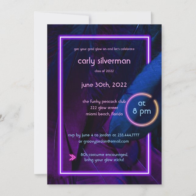 Neon Glow Graduation Party Invitation (Front)